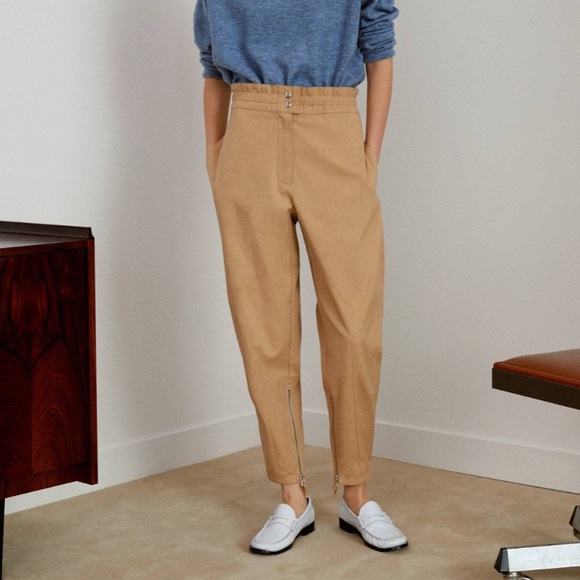 -NWT MANGO Beige Paper Bag Relaxed Trousers - Picture 1 of 9
